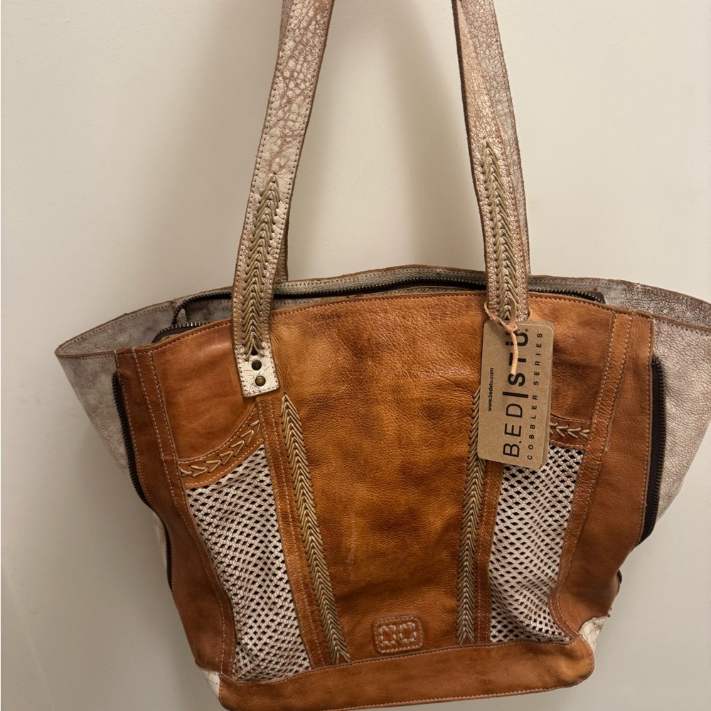 BED|STU Brown and Tan leather Tote with Structured Design